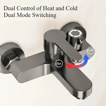 Wall-Mount Bathtub Mixer Faucet with Handheld 3-Mode Shower — Chrome, 1/2-inch (12.7 mm), 150 cm (59 in) Hose