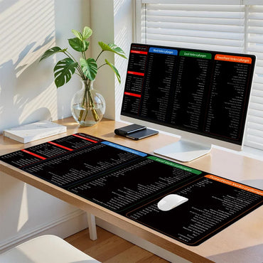 German Excel Shortcuts Large Desk Mouse Pad – Anti-Slip Keyboard Mat for Office Workers & Students