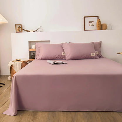 Soft Home Flat Bed Sheet — Plain Solid Color Top Sheet for Single, Queen, King Beds