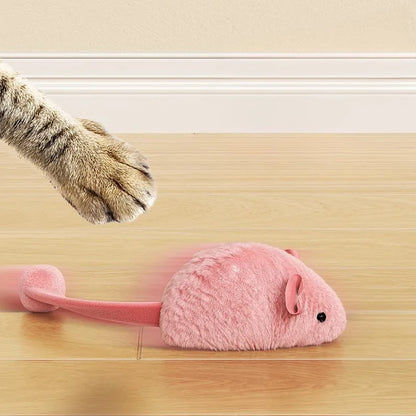Interactive Plush Cat Mouse Toy, Auto-Moving Luminous Squeaker for Indoor Kitten Play