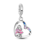 925 Sterling Silver Pink Butterfly & Luminous Firefly Charm – Dangle Bead for Bracelet or Necklace | Elegant DIY Jewelry Gift for Women