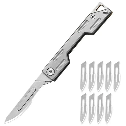 Folding Pocket Knife with 9 Replaceable Blades, Hobby Craft Utility Knife