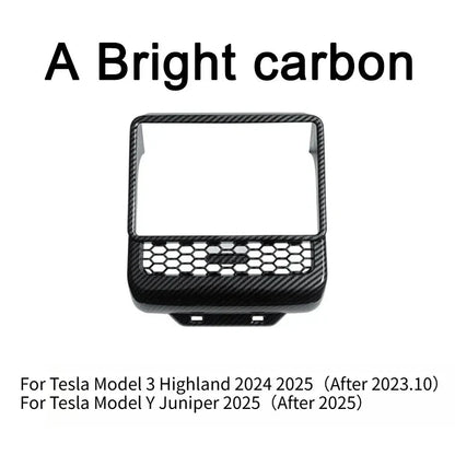 Rear Screen Cover Protector Frame Back Air Vent Trim White ABS Car Interior Accessory for Model Y Juniper