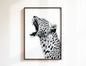 Fashion Stylish Wall Art Print - Trendy Leopard Roar Print - Black and White - Home Decor - Printable Wall Art Digital Download