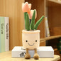 Tulip & Succulent Plant Plush Toy – Cute Stuffed Doll Bookshelf Décor, Soft Kawaii Pillow Pendant & Birthday Gift for Girls