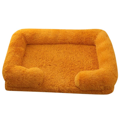 Plush Dog Bed with Removable Cover – Thickened Winter Pet Sofa Pad, Square, Small & Large