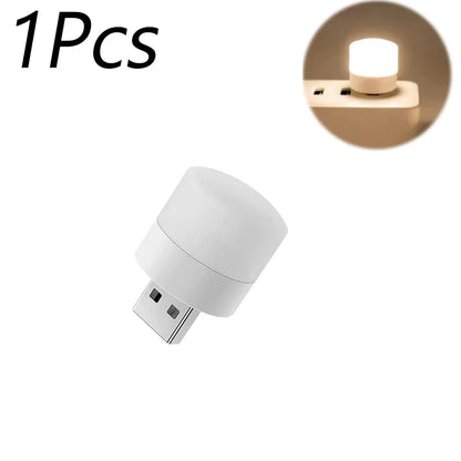 Mini USB Night Light (1/3/5/10-Pack) - Warm White LED Book Reading Lamp, Eye-Protection USB Plug-In