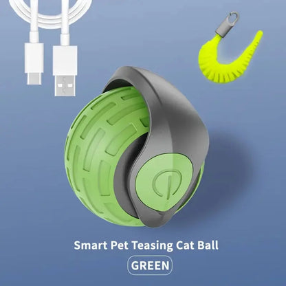 Automatic Rechargeable Cat Toy Ball — Motion-Activated Interactive Rolling Teaser with Plush Tail, USB-C