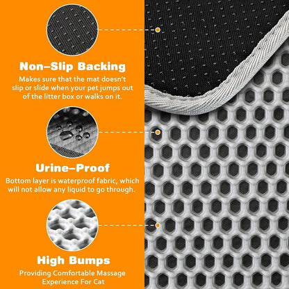Waterproof Double-Layer Cat Litter Mat – Non-Slip EVA Litter Trapping Pad (Multiple Sizes)