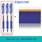 23-Piece Retractable 0.5mm Ballpoint Pen Set - 3 Pens + 20 Refills, Black/Blue/Red, Refillable Quick-Dry Ink