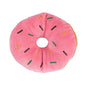Plush Donut Chew Toy with Squeaker for Small & Medium Dogs - 4.3in (11 x 11 cm) Soft Fleece Puppy Toy