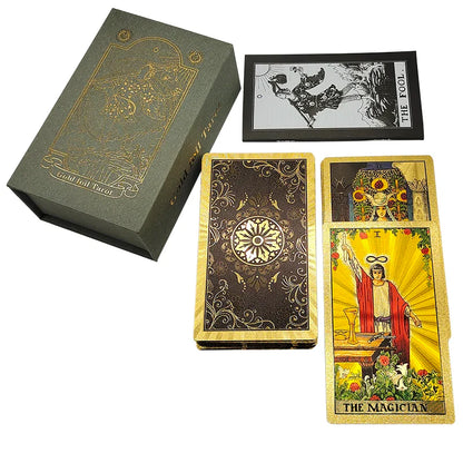 The New Knight Laser Gold Foil Tarot Board Game Set Hot Stamping Luxury PVC Waterproof Wear-resistant Divination Cards