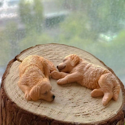 Golden Retriever Dog Resin Car Ornaments Puppy Cute Dog Toy Figure Statue for Car Dashboard Tabletop Decoration