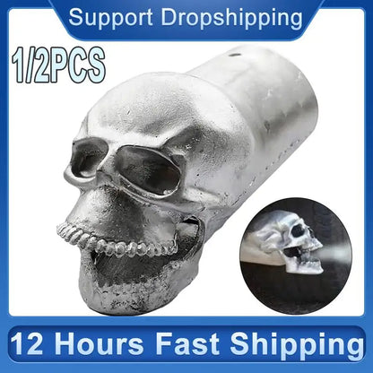 Alloy Skull Exhaust Tip, 5cm Pipe Fit, 1 or 2 Pieces