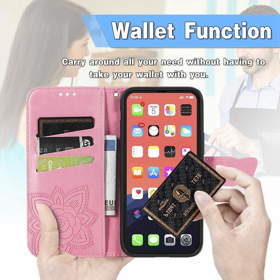 PU Leather Wallet iPhone Case with Kickstand - Multiple Models