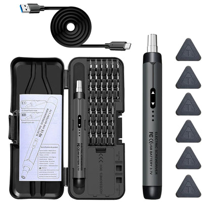 Precision Rechargeable Electric Screwdriver Set, 38-Piece Mini Wireless Repair Kit for Phones, Laptops & Electronics