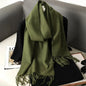 62-Color Winter Cashmere Scarf – Warm Tassel Pashmina Wrap for Women