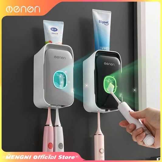 Automatic Wall-Mounted Toothpaste Dispenser & Toothbrush Holder – Punch-Free Bathroom Organizer