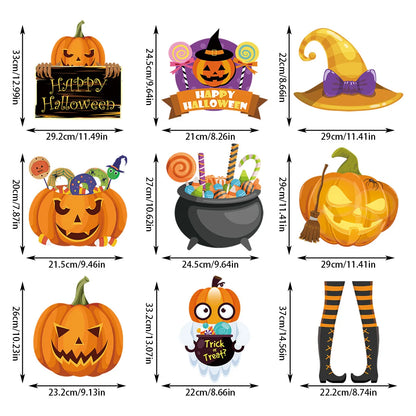 Halloween Door Hanging Pendant Decoration – Pumpkin with Magic Hat & Ghost Style for Window, Door & Party Scene Decor