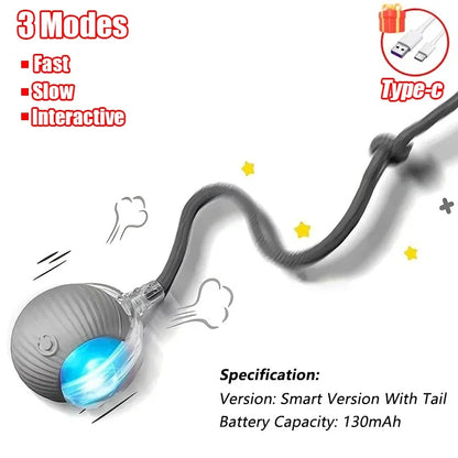 Rechargeable Interactive Cat Ball with Tail 1-3 Pack Automatic Rolling Pet Toy Imitates Mouse