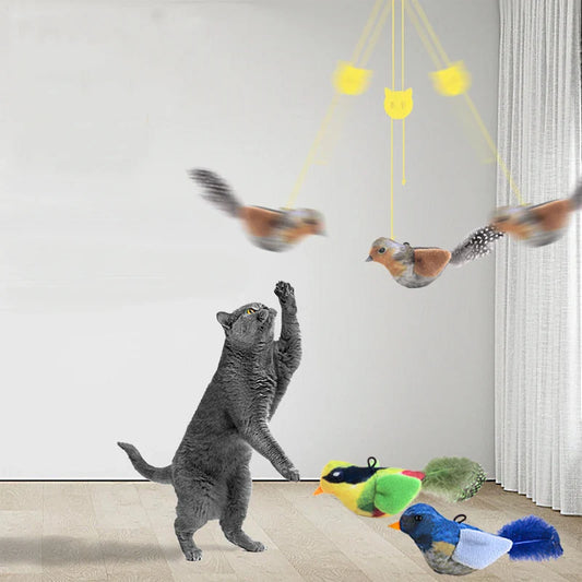 Lifelike Bird Plush Cat Toy with Feather Teaser, Catnip-Simulation for Cats & Kittens