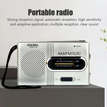 Mini AM FM Portable Radio - Battery-Operated Pocket Radio with Speaker, Compact 3.78 x 2.28 x 0.91 in (96 x 58 x 23 mm)
