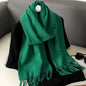 62-Color Winter Cashmere Scarf – Warm Tassel Pashmina Wrap for Women