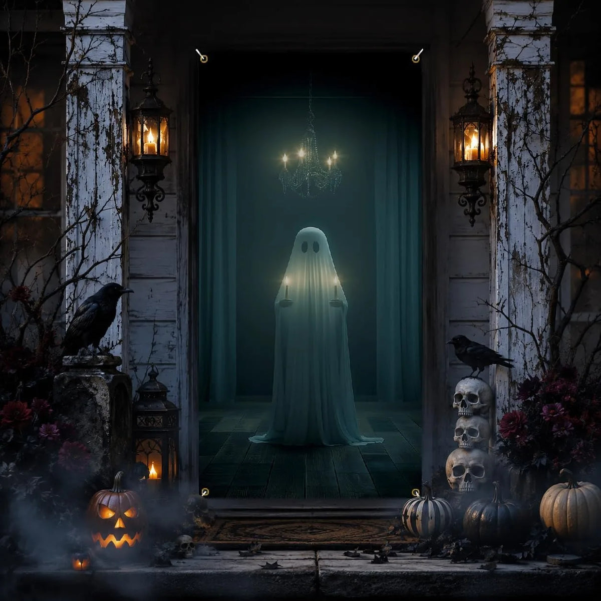 Halloween Ghost Door Banner - 90 x 180 cm