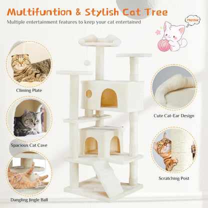 JHK 54-Inch Multi-Level Cat Tree with Sisal Scratch Posts