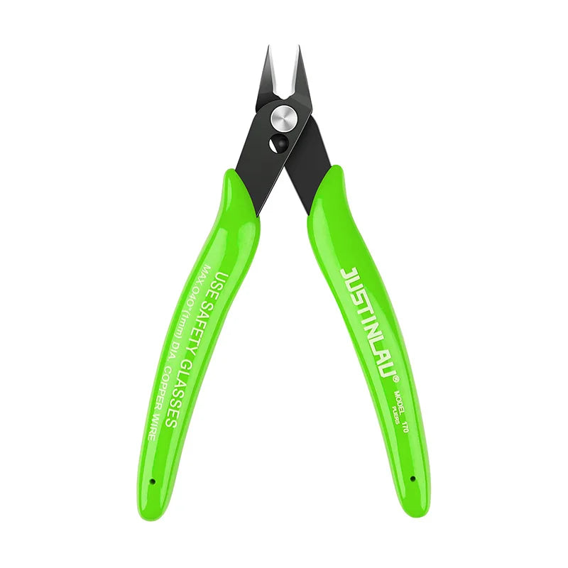 Diagonal Wire Cutters – Carbon Steel Flush Cutting Pliers, 45° Bent Spring-Loaded Nipper for Electronics & Jewelry