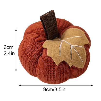 Knitted Soft Artificial Pumpkin Ornament – 9×6cm Wool Fabric Decorative Pumpkin for Halloween, Thanksgiving & Home Decor – Orange, Grey or White