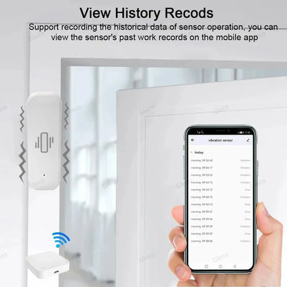 Tuya Zigbee Vibration Sensor Shock Detector Smart Home Security Alarm Detection For Door Window Safe Optional Battery Powered