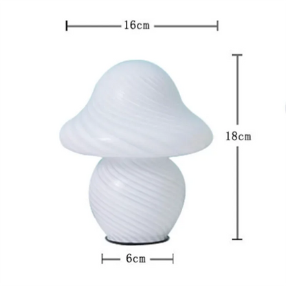 Mushroom LED Table Lamp American Medieval Mushroom Lamp Vintage Striped Glass Table Lamp Retro Bedside Bedroom Atmosphere Light