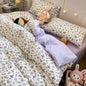 Pink Floral Brushed Microfiber Bedding Set Duvet Cover, Flat Sheet & Pillowcases (Twin/Full/Queen/King)