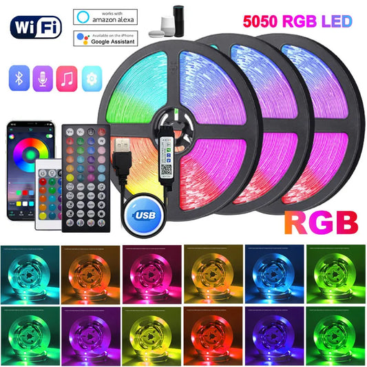 5050 RGB LED Strip Light 5V USB — Smart WiFi & Bluetooth LED Tape for TV, Bedroom, Kitchen | 5m & 10m Options