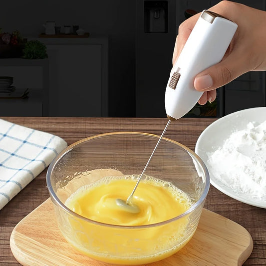 Handheld Electric Milk Frother & Mini Egg Beater Battery-Powered Coffee Mixer