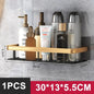 No-Drill Aluminum Alloy Bathroom Shower Shelf Wall-Mounted Shampoo Rack and Kitchen Organizer