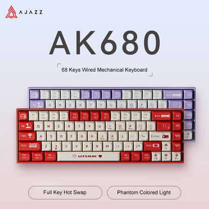 68-Key Compact Mechanical Gaming Keyboard — Hot-Swap ABS Keycaps, Wired / 2.4G Wireless / Bluetooth