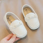 Kids Black & White PU Leather Slip-On Loafers — Formal School Party Moccasins (EU 21-30)