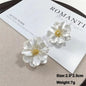 White Flower & Butterfly Dangle Earrings – Acrylic Pearl Heart Jewelry