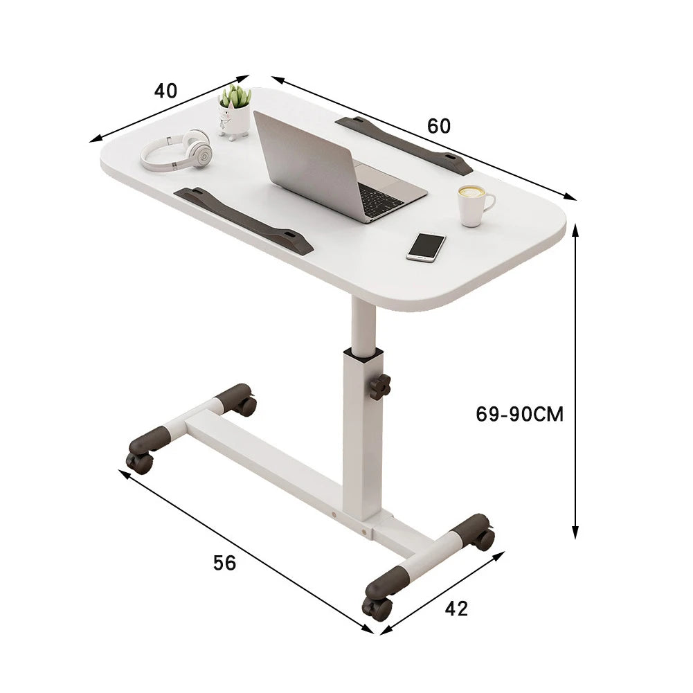 Adjustable Laptop Desk 360° Rotating Tabletop Mobile Stand Overbed Table Standing Rolling Study Table Computer Workstation