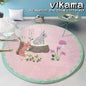 VIKAMA Cartoon Animal Imitation Cashmere Round Carpet Living Room Bedroom Bedside Sofa Decorative Carpet Anti-slip Washable Rug