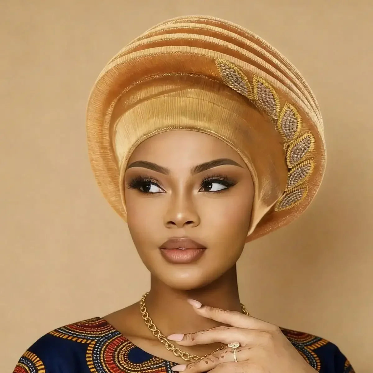 African Elegant Pleated Leaf Turban Hat - Chiffon Head Wrap, 5 Colors, All Seasons, Women & Unisex