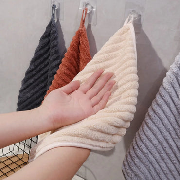 Coral Fleece Hand Towel - Ultra Absorbent Microfiber Kitchen Cloth, Hangable & Durable, 28.5 x 30 cm (11.2 x 11.8 in), 1/2/3/5-Pack