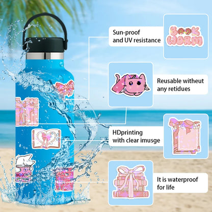 60/120 PCSPink Bookish Graffiti Stickers Pink Reading Decoration Notebook Luggage Stationery Stickers