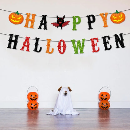 Halloween Triangle Banner & Spiral Hanging Props Set – Paper Flag Garland with Swirl Decorations for Party, Ghost Festival & DIY Venue Decor – 3 Designs