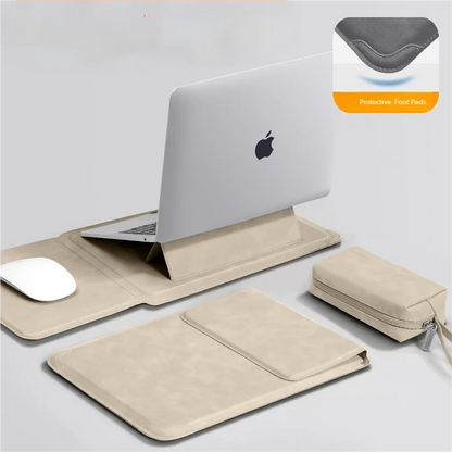 PU Laptop Sleeve with Built-in Stand 13–16 Inch — Slim Protective Case
