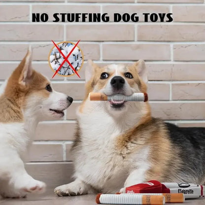 Funny Plush Squeaky Chew Toy Cigarette Design for Small & Medium Dogs, Interactive Pet Gift