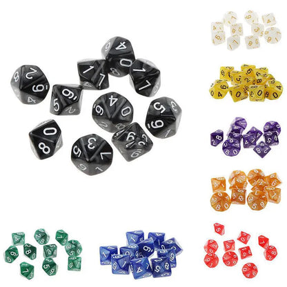 10 Pcs/set 0-9  Digital Dice 10-sided Educational Games Entertainment Accessories