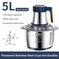 5L (1.3 gal) Stainless Steel Electric Meat Grinder - Multifunctional Food Processor with Slicer, Chopper & Blender